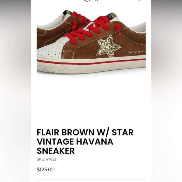 Havana Brown and White Athletic Shoes with Red Laces. Vintage Havana brand - Picture 10 of 10